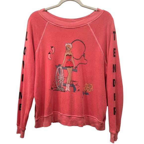 Wildfox “Love Me Tender” Graphic Sweatshirt Cowgirl Romantic XS Made in USA - Picture 1 of 10
